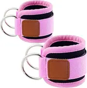 Ginojex Ankle Straps for Gym Cable Machine Leg Extension Kickbacks Exercises Double D-Rings Comfort Fit Neoprene Adjustable