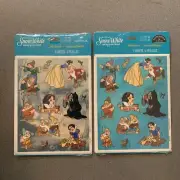 New Hallmark Disney Snow White & Seven Dwarfs Stickers 8 Sheets 2 Packs Vintage