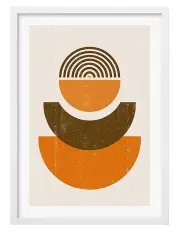 [Profile Australia] Australian Made Orange Boho Sun Shapes Art Print A1 Frame in White
