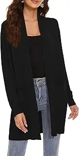 [Huuloo] Women's Open Front Long Shawl Cardigan Sweater with Pockets