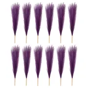 12 Pcs 17 Inch Faux Pampas Grass Artificial Boho Decor Dark Purple