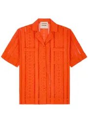 Damson Madder Chlo Broderie Anglaise Cotton Shirt - Orange - 16 (UK16 / XL) 16 (UK16 / XL)