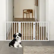 3 Panel 61cm Petzly Pet Gate Dog Fence Safety Barrier Security Door White