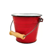 Urban Style Enamelware 1L Ice Bucket Storage Container Cooler w/ Wire Handle Red