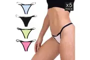 Womens G String 5 Mix Colour Pack Thongs - Frank & Beans Underwear
