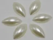 200 Ivory Acrylic Horse Eye Half Pearl Bead 7X15mm Flatback Cabochon Scrapbook