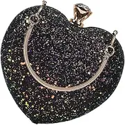[COLLBATH] Dinner Bag Ladies Tote Handbags Ladies Tote Bags Unusual Banquet Bag Sparkly Bag Quilted Crossbody Bag for Women Back for Women Body Bag Women Heart Shaped Bag Woman Black Pu