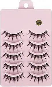 JAYIOLA 5Pcs False Eyelashes Handmade Wispy Makeup Tools Professional Makeup Eyelashes for Costume Stage Gifts Halloween Cosplay