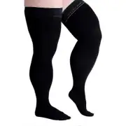5xl Extra Large 34-46mmhg Medical Compression Stockings For Varicose Veins Women Closed Toe Graduated Pressure Thigh High Socks_fi Black