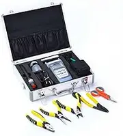 25pcs FTTH Fiber Optic Tools Kit, Optical Fiber Termination Assembly FTTH Tool Kit with FC-6S Cleaver Pliers Optical Power Meter Fault Finder