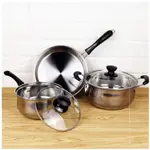 STAINLESS STEEL SOUP POT NON-STICK PAN KITCHEN COOKING 3 SET