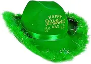 [Generic] St. Patrick's Day Cowboy Hat, Irish Holiday Caps, St Patrick Day Felt Cowgirl Hats Unisex Shamrock Comfortable for Halloween Irish Festival