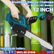 Brushless 12'' Electric Wood Cutting Saw Cutter Chainsaw For Makita 18V Battery