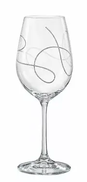 Barski Wine Goblet Glass is Lead Free Crystal - Set/4 with String Design-16 oz.