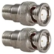 2 Pcs BNC Male to F Type Female Coax Coaxial Cable Adapter Connector Converter