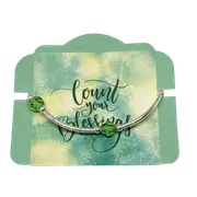 Count your Blessings - Gratitude Blessing Bracelet (Birthstone) - August PERIDOT 8mm - Sterling Silver