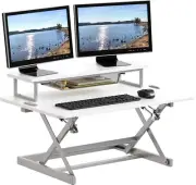 Height Adjustable Standing Desk Converter with Pneumatic Lift and Monitor Riser,
