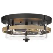Farmhouse Ceiling Light, Wooden Flush Mount Ceiling Light Fixtures with Clear...