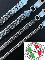 Real Dollar Cuban Link Chain Or Bracelet Solid 925 Sterling Silver ITALY 2.5-6mm
