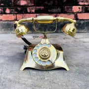 Nautical Brass Candlestick Landline Telephone With Rotary Dial For Room Decor