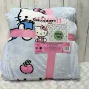 Hello Kitty Blue Books Apples Back To School Plush Blanket Full Queen 90x90