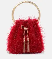 [Jimmy Choo] Jimmy Choo Bon Bon Mini tinsel-embellished bucket bag One Size red