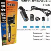 SUNSUN Pump Filter Sterilizer 3W UVC Light Clarifier CUV-303 Aquarium Fish Tank