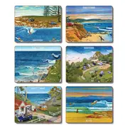 Country Kitchen Surf Safari Cinnamon Cork Backed Drink Coasters Set 6