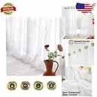 Elegant Sheer Curtains - 2 Panels Light Filtering White & Silver Grommet 52x96