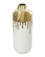 CosmoLiving by Cosmopolitan Ceramic Vase with Abstract Melting Drips