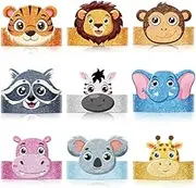 36 Pcs Animal Birthday Party Hats for Kids Jungle Safari Animal Theme Headbands Paper Party Crown Birthday Party Decorations for Kids Boys Girls Party Favor