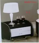 2 X PU Leather Bedside Tables With Drawer black & white