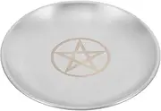 ERINGOGO Pentagram Plate Decorative Candle Holder Premium Stainless Steel Storage Tray for Altar and Home Decor Unique Ritual Centerpiece with Safe Smooth Surface for Special