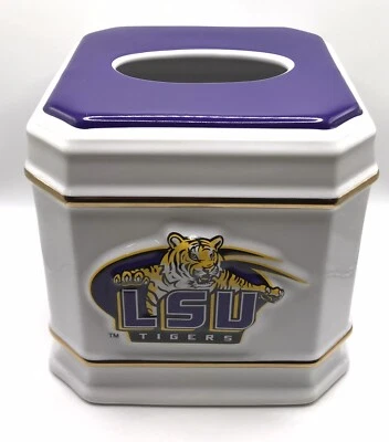LSU Ceramic Tissue Box Cover by BelleView