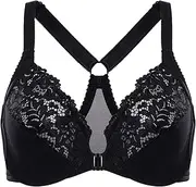 [DELIMIRA] Women's Front Closeure Full Figure Plus Size Lace Underwire Bra