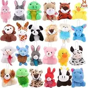 24Pcs Mini Stuffed Animal and Plush Toy, Bulk Stuffed Animals Party Favors for Kids, Small Animals Plush Keychain Decoration, Party Favors Goodie Bag Stuffers Valentines Day Gifts for Kids