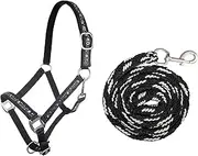 HKM 10025 Halter Set Stars, Halter and Cord, Carabiner Clasp Black/Silver, Warmblood