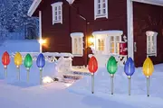 Solar Christmas Tree Light Powered Christmas Yard Stake Lights for Outdoor Garden Decorations-Red Christmas candles