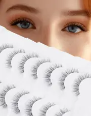 Natural False Eyelashes Wispy Faux Mink Lashes Wispies Eyelashes Fluffy Fake Las