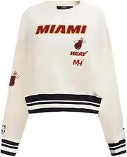 Pro Standard Womens NBA Miami Heat Retro Classics Crewneck Sweatshirt Eggshell/Black 2XL