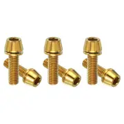 6Pcs M5x16mm Titanium Bike Stem Bolt Hex Tapered Head Bolt with Washer Gold