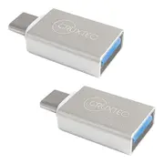 2x Cruxtec USB 3.0 USB Type-C Male to Type-A Female Aluminium 5Gbps Adapter SLV
