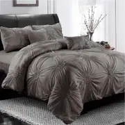 Stone Circle Ruched Large Diamond Pintuck Dyed Quilt/Doona Cover Pillowcase Set