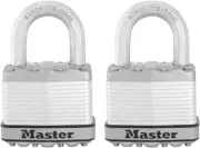 Heavy Duty Outdoor Padlock, 2 Pack Keyed-Alike, Silver