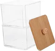 NOLITOY Cotton Swab Cases Bathroom Jar Lid Cotton Pad Storage Box Makeup Box Organizer for Make up Easy Open Lid