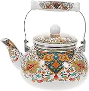 UKCOCO Enamel Tea Kettle Decorative Household Teapot with Scald Handle Versatile Water Boiler for Home and Kitchen for Friends and Family