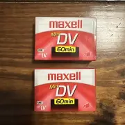 2 Brand New MAXELL MINI DV 60 MINUTE DVM-60 SE Digital Camcorder Tape - SEALED