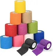 12 Pack Self Adhesive Bandage Wrap, Cohesive Wrap Bandages, Breathable Elastic Cohesive Bandage Wrap, Sports Tape for Wrist Ankle Swelling(Each 5 * 450cm, 12 Color Random)