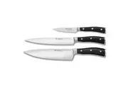 Wusthof Classic Ikon 3 Piece Knife Set | Black