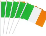 Hand Held Ireland Flag Irish Flag Stick Flag Mini Flag 50 Pack Round Top National Country Flags, Party Decorations Supplies For Parades,World Cup,Sports Events,International Festival (8.2 "x 5.5")